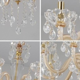Elegant Krystalllysekrone I Europeisk Stil Med Glassanhengslampe