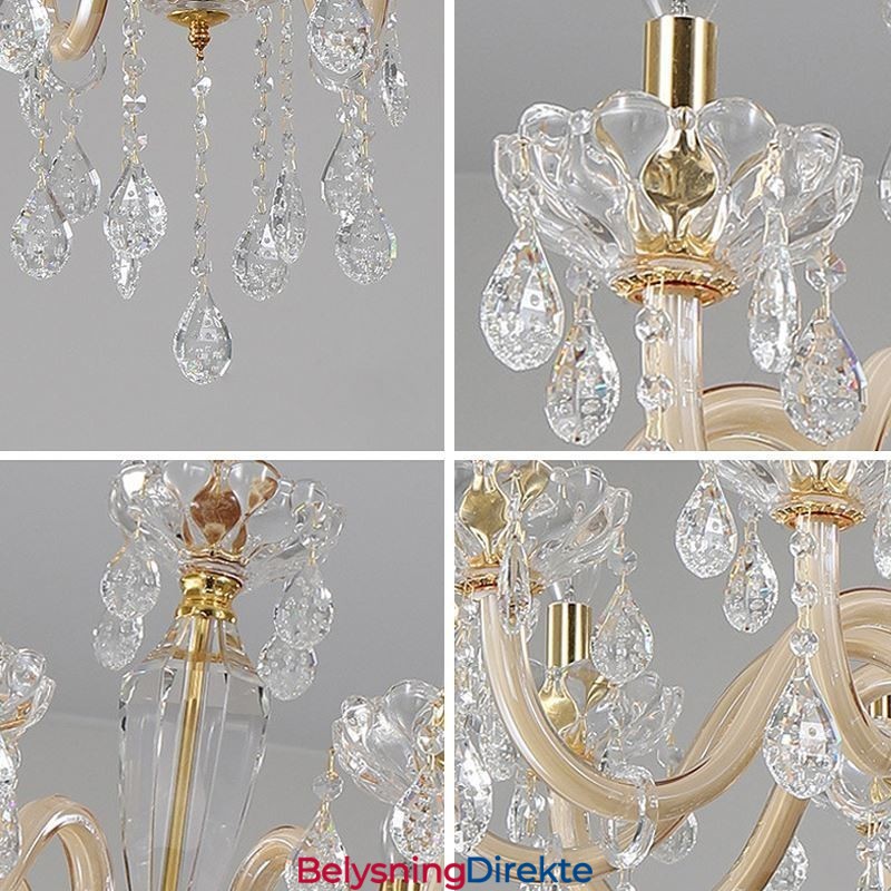 Elegant Krystalllysekrone I Europeisk Stil Med Glassanhengslampe