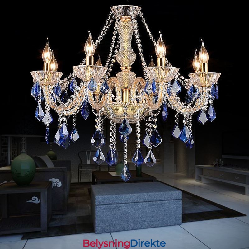 Europeisk Krystalllysekrone Luksuriøst Anheng Lyseblått Anheng