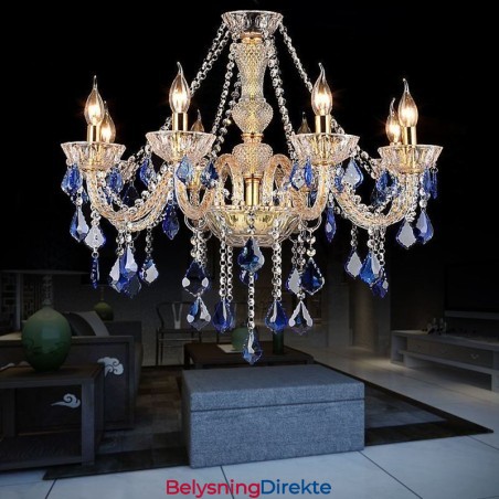 Europeisk Krystalllysekrone Luksuriøst Anheng Lyseblått Anheng
