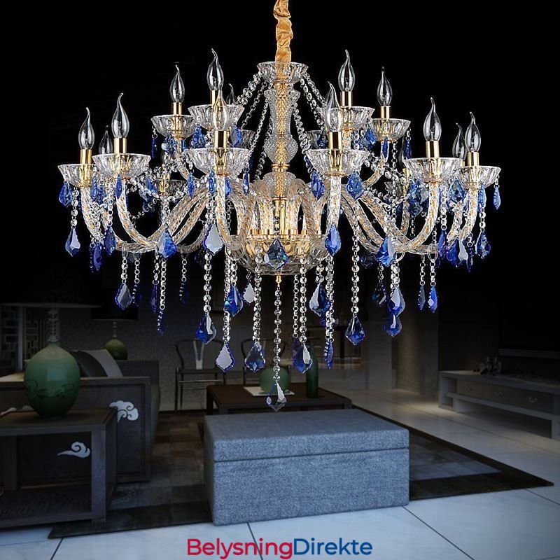 Europeisk Krystalllysekrone Luksuriøst Anheng Lyseblått Anheng