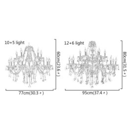 Europeisk Krystalllysekrone Elegant Stor Pendellampe Ravfarget