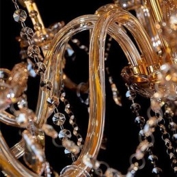 Europeisk Krystalllysekrone Elegant Stor Pendellampe Ravfarget