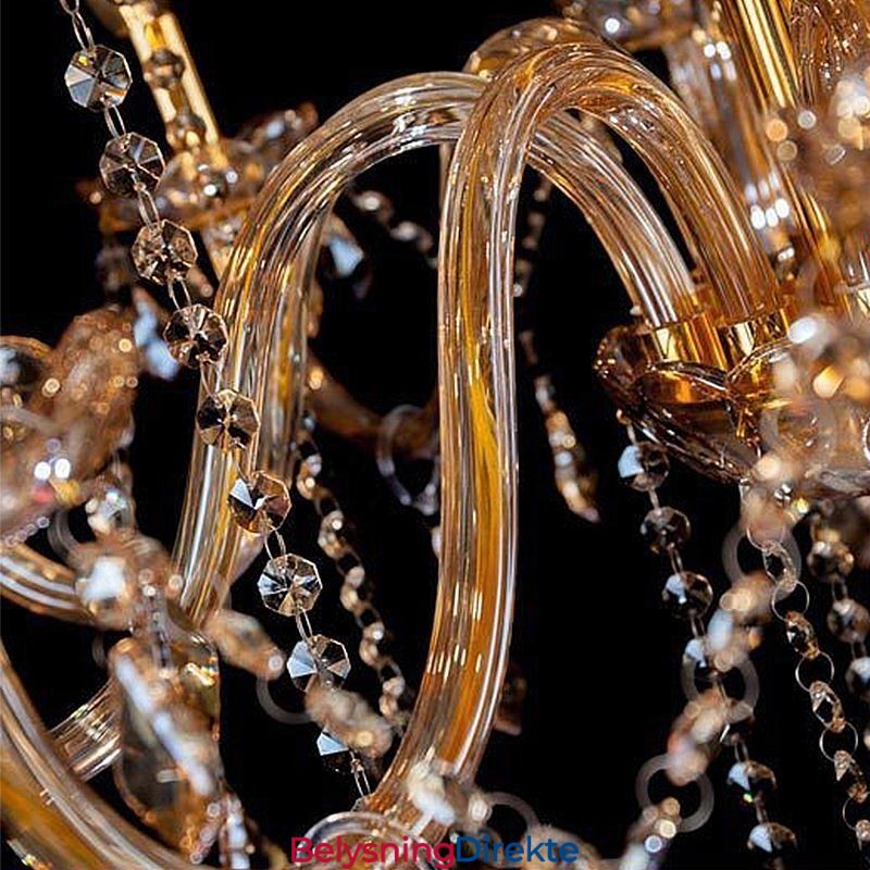 Europeisk Krystalllysekrone Elegant Stor Pendellampe Ravfarget