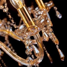 Europeisk Krystalllysekrone Elegant Stor Pendellampe Ravfarget