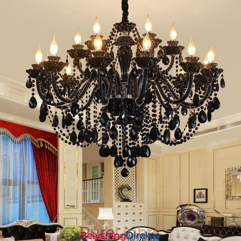 Luksuriøs Europeisk Stil Krystalllysekrone Svart Anhengslampe