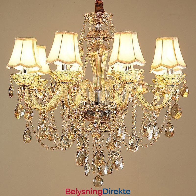 Krystalllysekrone I Konjakkfarget Taklampe I Luksuriøs Europeisk Stil