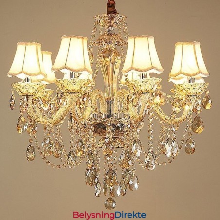 Krystalllysekrone I Konjakkfarget Taklampe I Luksuriøs Europeisk Stil