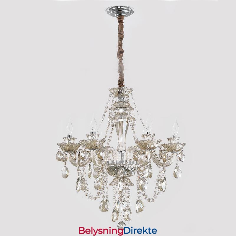 Krystalllysekrone I Konjakkfarget Taklampe I Luksuriøs Europeisk Stil