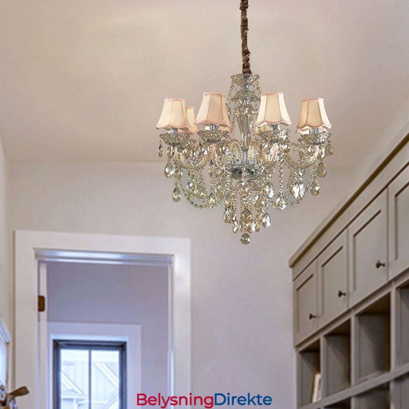 Krystalllysekrone I Konjakkfarget Taklampe I Luksuriøs Europeisk Stil