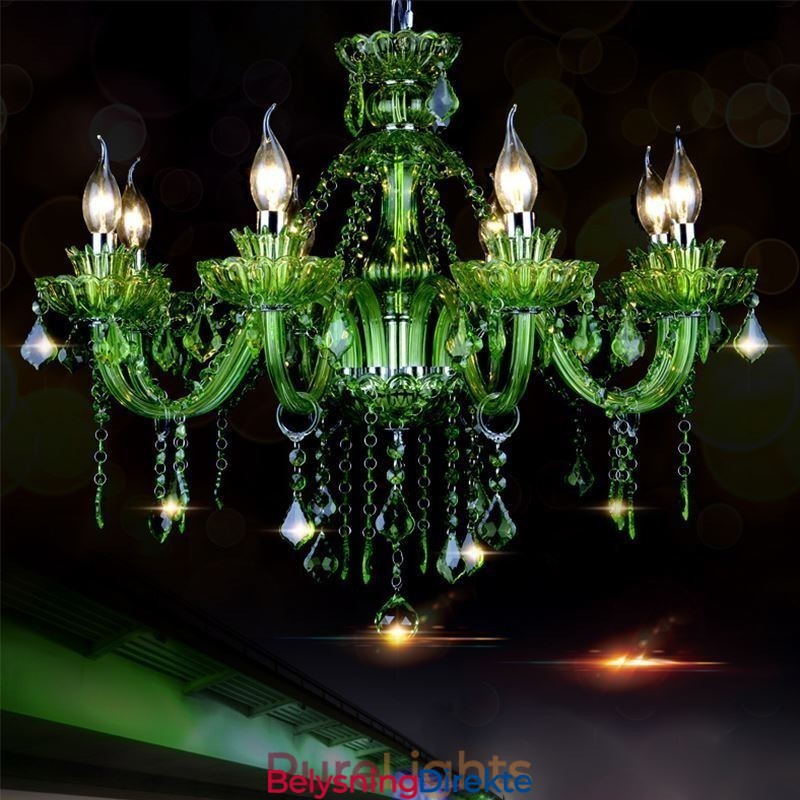 Krystallgrønn Lysekrone I Europeisk Stil Med Stearinlys