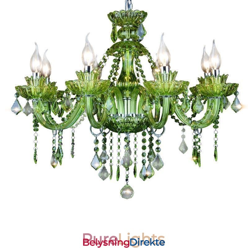 Krystallgrønn Lysekrone I Europeisk Stil Med Stearinlys
