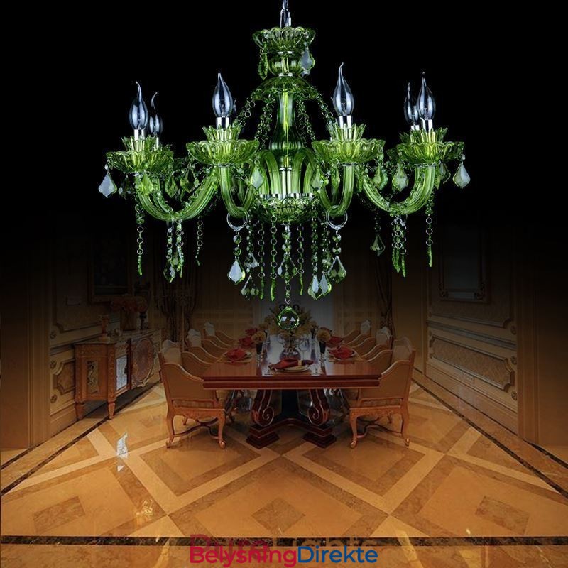 Krystallgrønn Lysekrone I Europeisk Stil Med Stearinlys