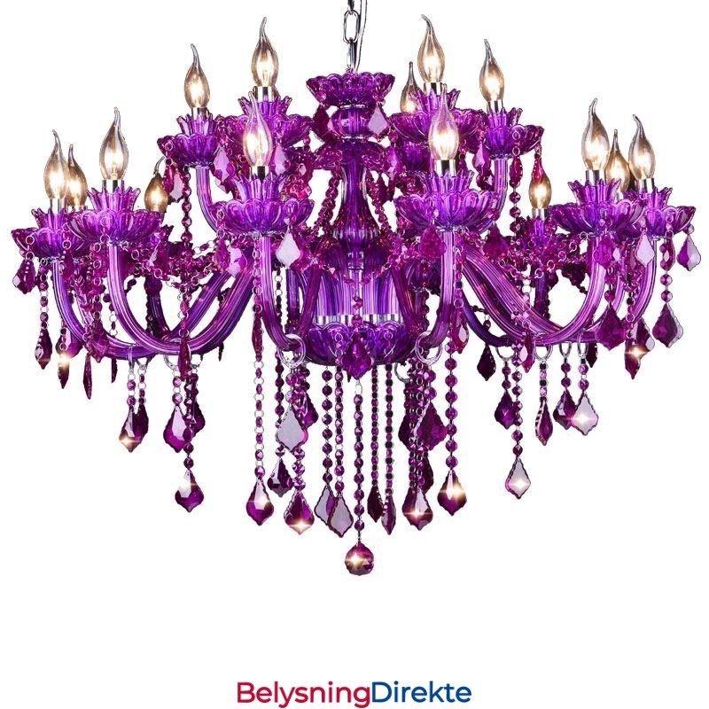 Elegant Lilla Krystall Taklampe Europeisk Lysekrone