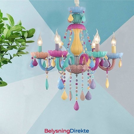 Europeisk Fargerik Krystalllysekrone Macaron Anhengslampe