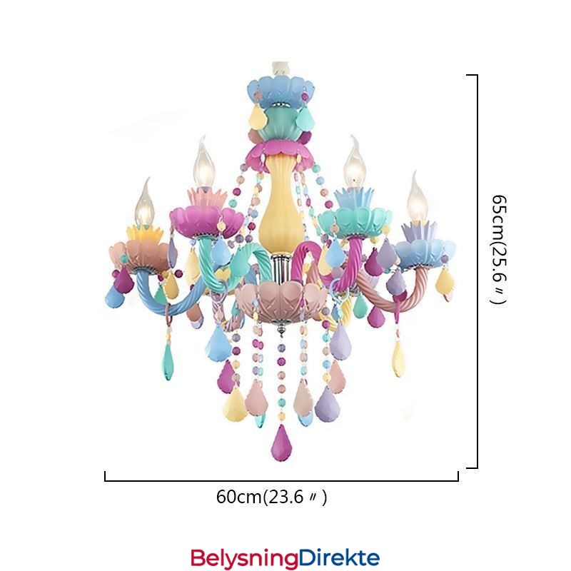 Europeisk Fargerik Krystalllysekrone Macaron Anhengslampe