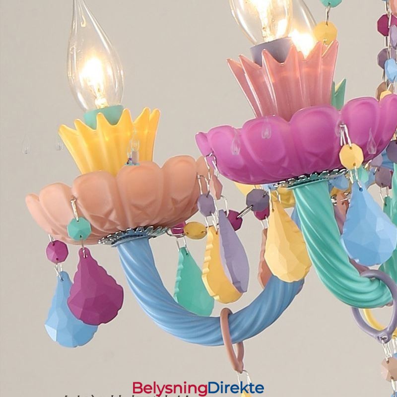 Europeisk Fargerik Krystalllysekrone Macaron Anhengslampe