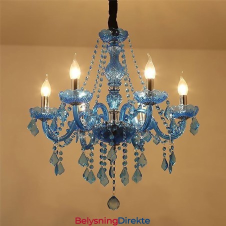 Unik Anhengslampe I Blå Krystall I Europeisk Stil