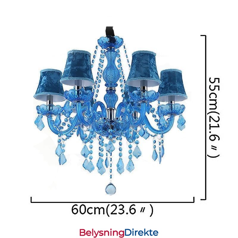 Unik Anhengslampe I Blå Krystall I Europeisk Stil