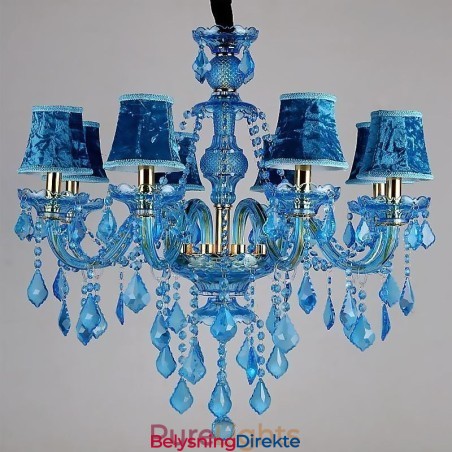 Stor Blå Krystalllysekrone Europeisk Anhengslampe
