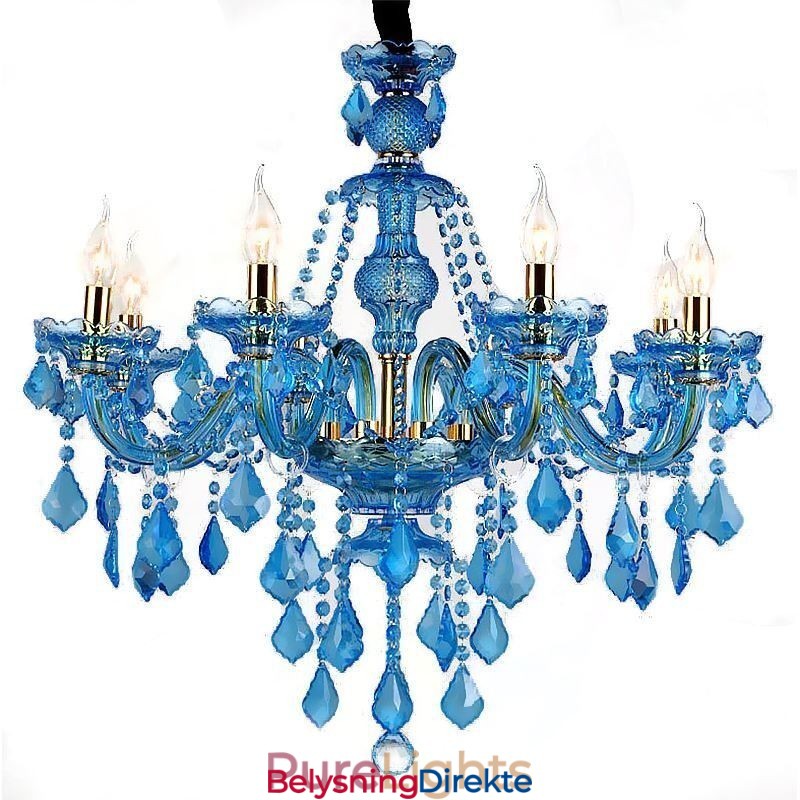 Stor Blå Krystalllysekrone Europeisk Anhengslampe
