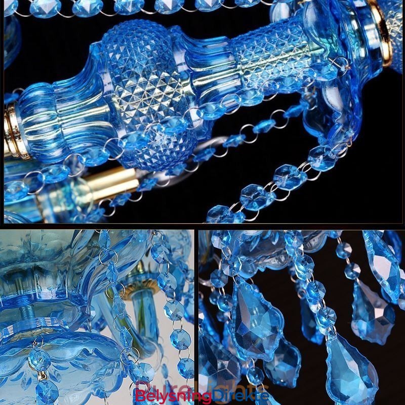 Stor Blå Krystalllysekrone Europeisk Anhengslampe