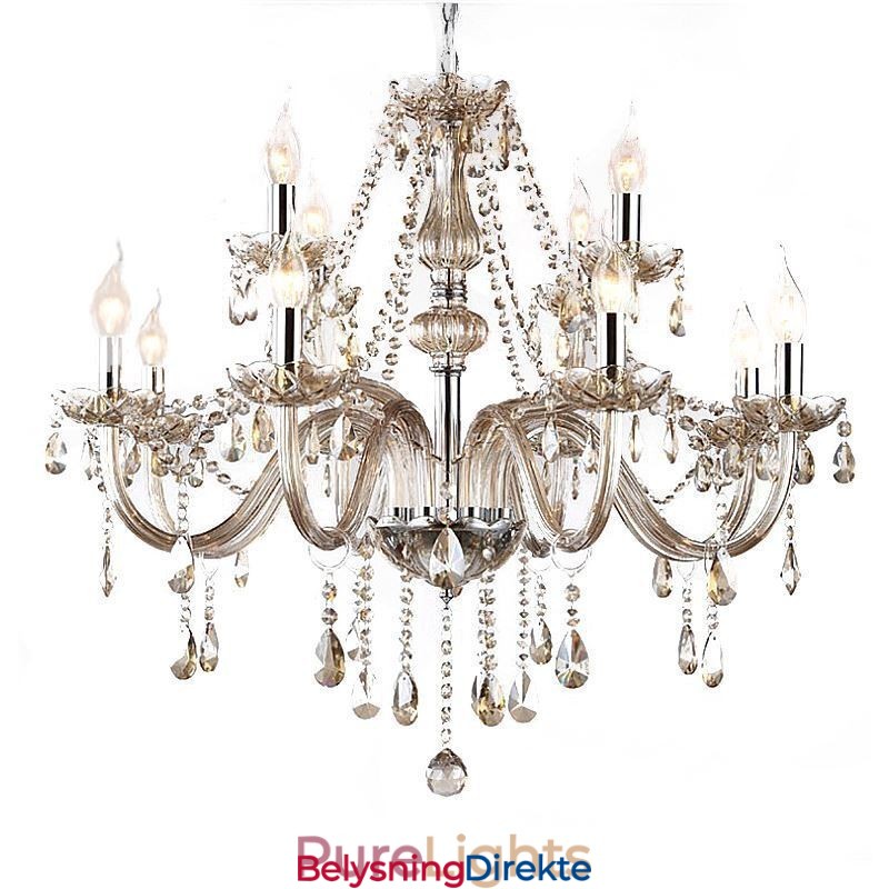 Stor Krystalllysekrone I Konjakkfarget Europeisk Taklampe