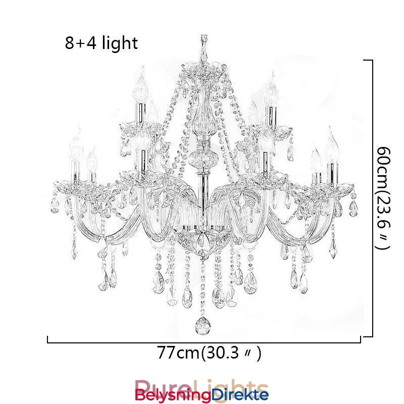 Stor Krystalllysekrone I Konjakkfarget Europeisk Taklampe