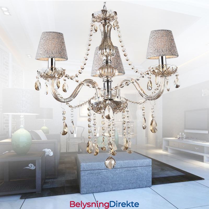 Klassisk Europeisk Krystalllysekrone I Konjakkfarget Anhengslampe