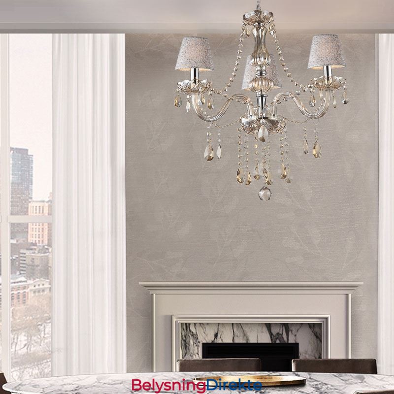 Klassisk Europeisk Krystalllysekrone I Konjakkfarget Anhengslampe