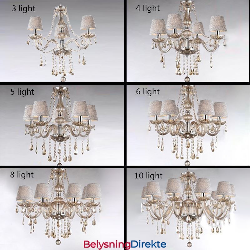 Klassisk Europeisk Krystalllysekrone I Konjakkfarget Anhengslampe