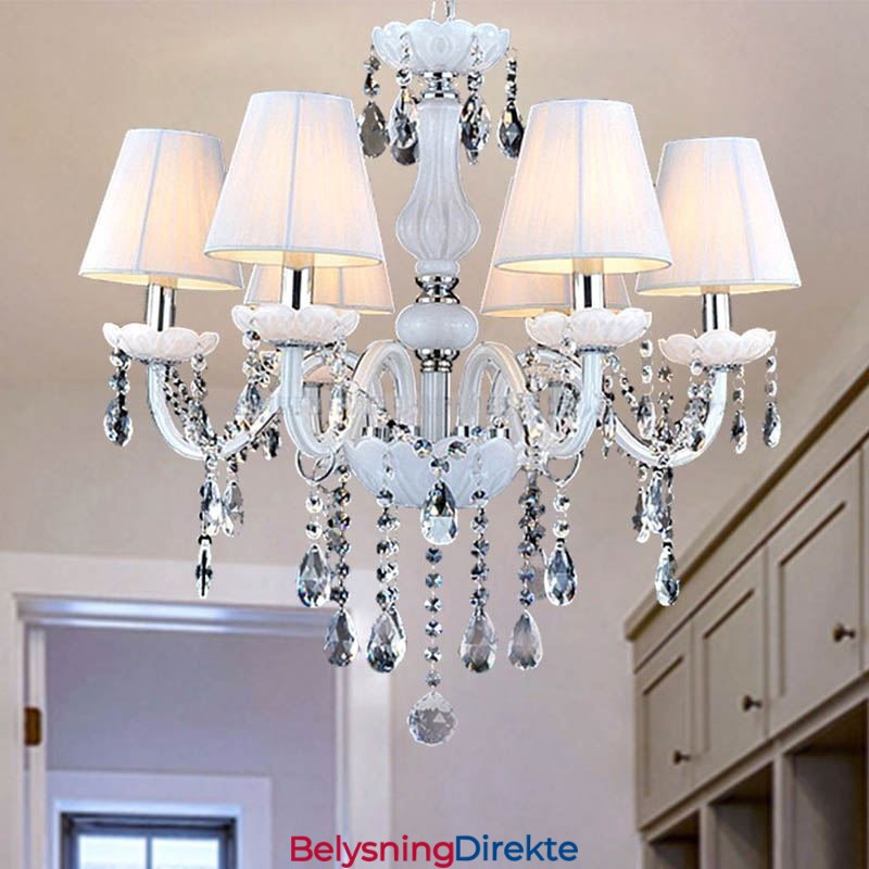 Europeisk Krystalllysekrone Unik Hvit Jade Pendellampe