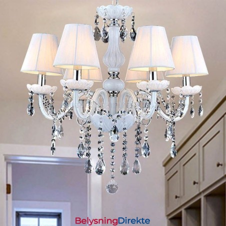 Europeisk Krystalllysekrone Unik Hvit Jade Pendellampe