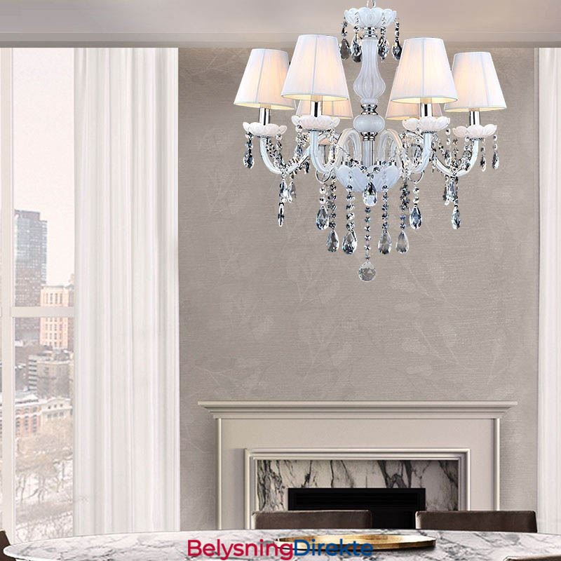 Europeisk Krystalllysekrone Unik Hvit Jade Pendellampe