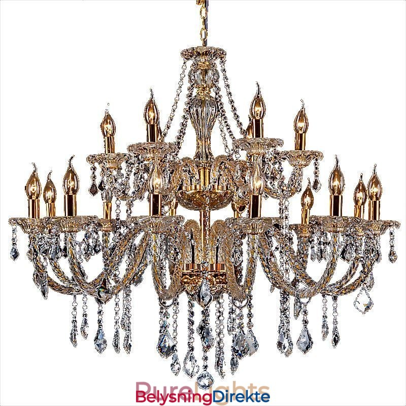 Luksuriøs Krystalllysekrone Gyllen Europeisk Taklampe Med Gjenger