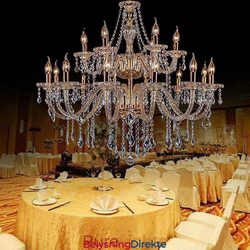 Luksuriøs Krystalllysekrone Gyllen Europeisk Taklampe Med Gjenger