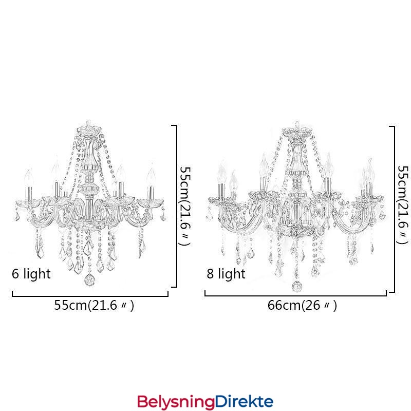 Elegant Krystalllysekrone I Europeisk Stil Med Glassanhengslampe