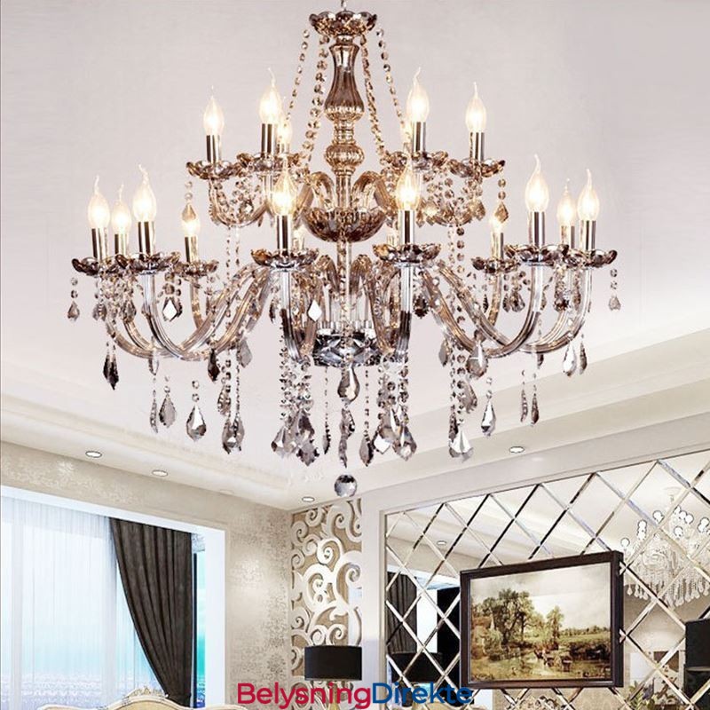 Stor Europeisk Krystalllysekrone Elegant Anhengslampe