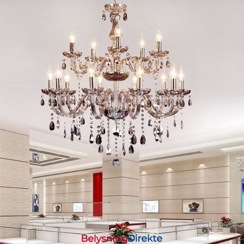 Stor Europeisk Krystalllysekrone Elegant Anhengslampe