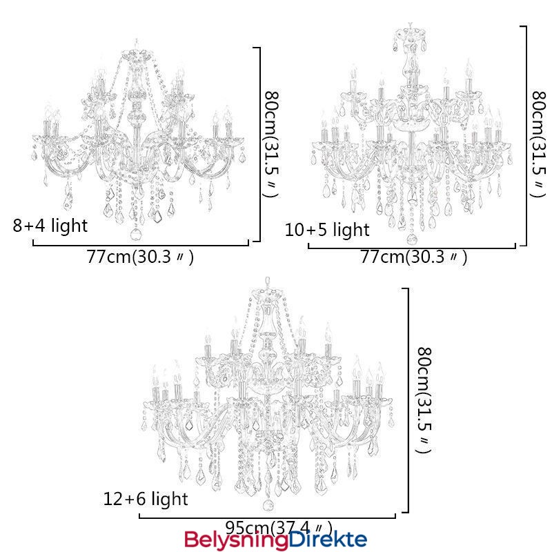 Stor Europeisk Krystalllysekrone Elegant Anhengslampe