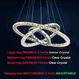 Pendellamper I Ravfarget Og Klar K9 Krystalllysekrone Med 3 Ringer