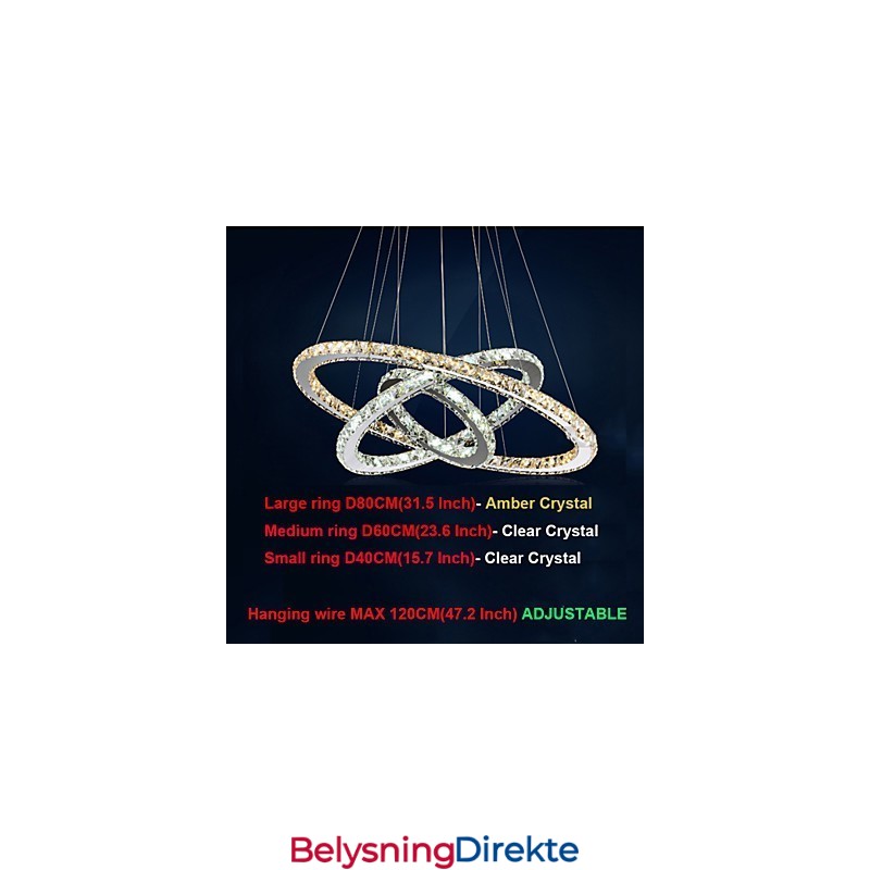 Pendellamper I Ravfarget Og Klar K9 Krystalllysekrone Med 3 Ringer
