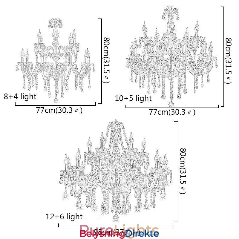 Europeisk Krystalllysekrone Gjennomsiktig Anhengslampe