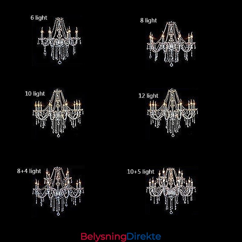 Stor Europeisk Krystalllysekrone Gjennomsiktig Taklampe