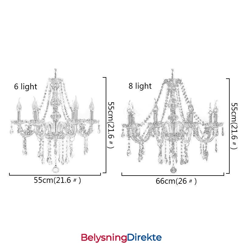 Stor Europeisk Krystalllysekrone Gjennomsiktig Taklampe