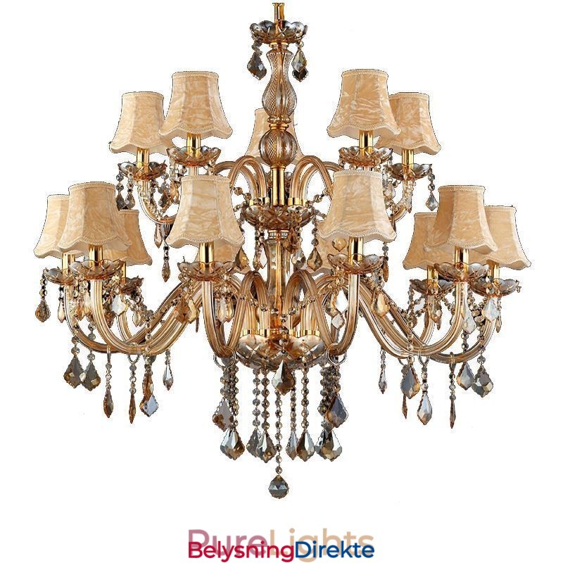 Stor Luksuriøs Krystalllysekrone I Europeisk Ravfarget Taklampe