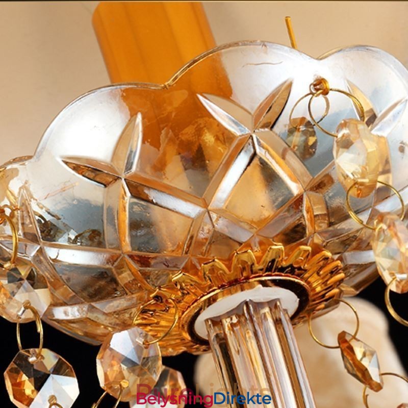 Stor Luksuriøs Krystalllysekrone I Europeisk Ravfarget Taklampe