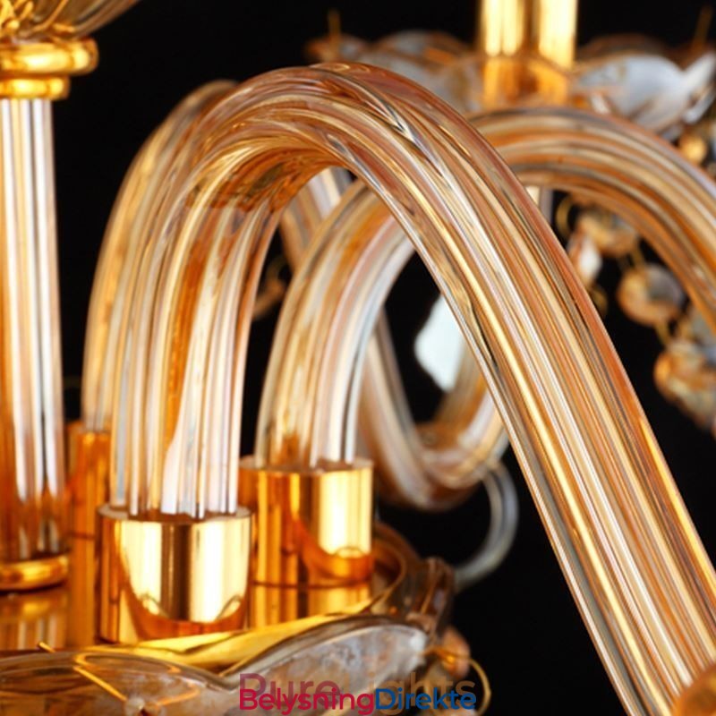 Stor Luksuriøs Krystalllysekrone I Europeisk Ravfarget Taklampe