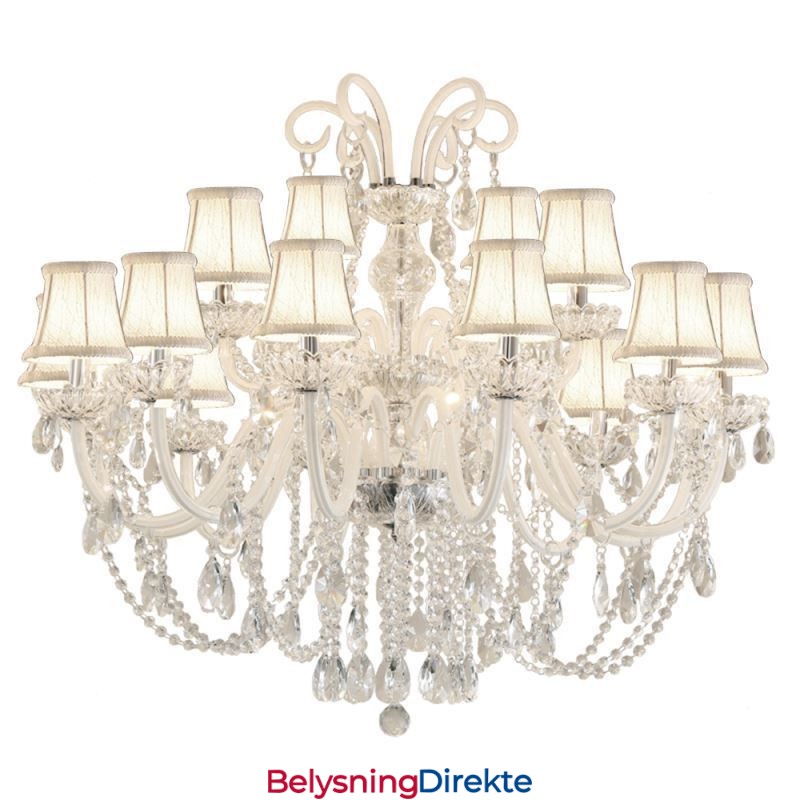 Stor Europeisk Krystalllysekrone Hvit Pendellampe