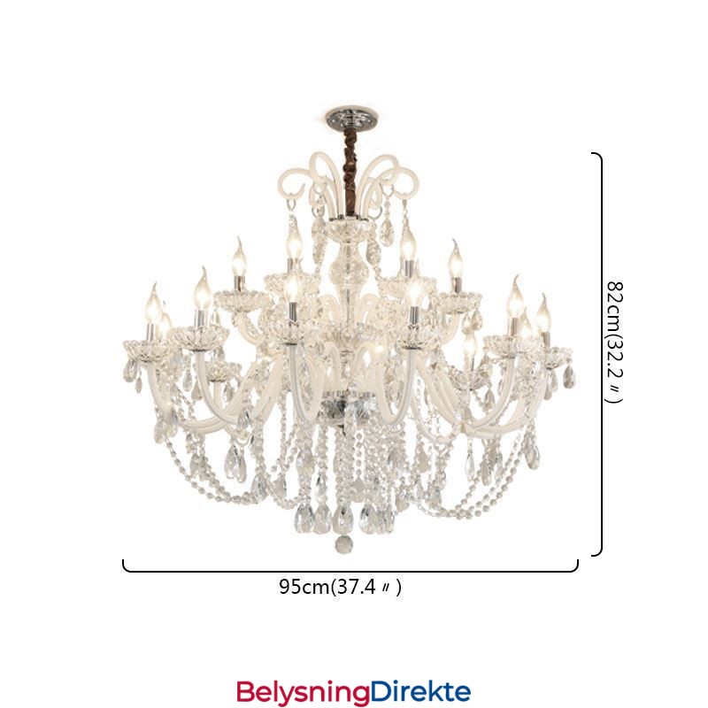 Stor Europeisk Krystalllysekrone Hvit Pendellampe